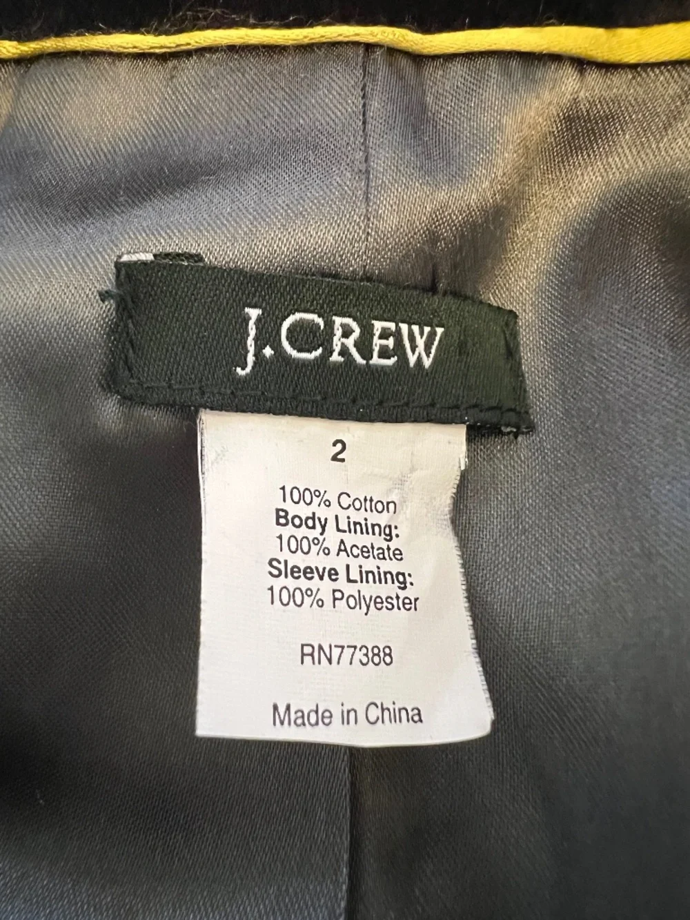 J. Crew Single Button Black Velvet Equestrian Style Blazer